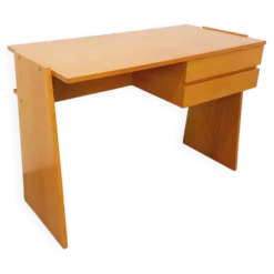 Bureau trapèze double-face vintage en bois de chêne des années 60