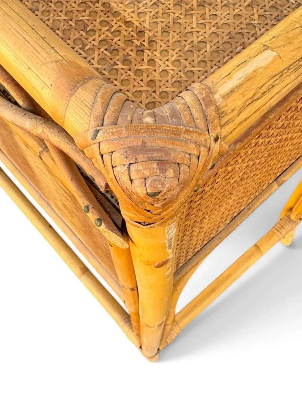 Bureau vintage Angraves of Leicester en cannage et bambou