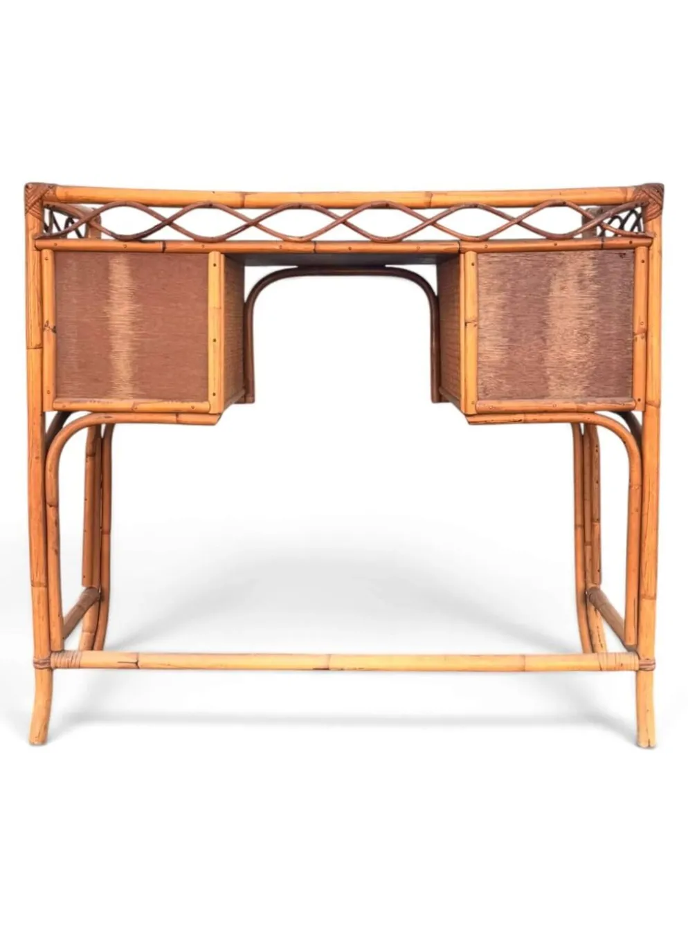 Bureau vintage Angraves of Leicester en cannage et bambou