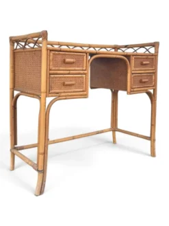 Bureau vintage Angraves of Leicester en cannage et bambou