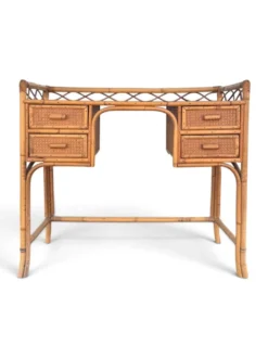 Bureau vintage Angraves of Leicester en cannage et bambou