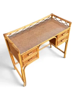 Bureau vintage Angraves of Leicester en cannage et bambou