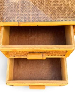 Bureau vintage Angraves of Leicester en cannage et bambou