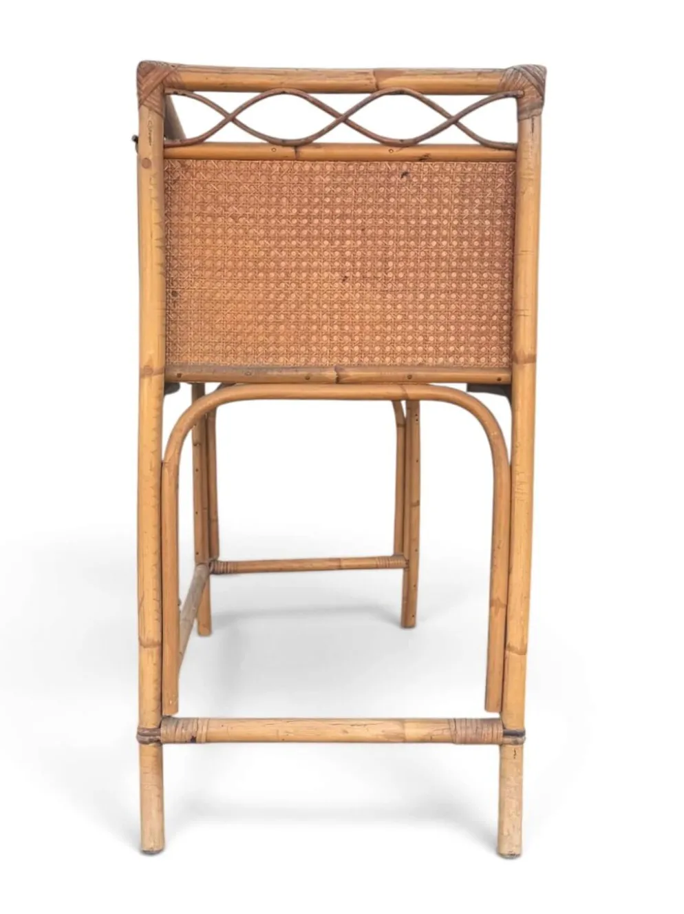 Bureau vintage Angraves of Leicester en cannage et bambou