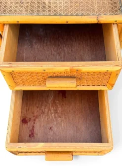 Bureau vintage Angraves of Leicester en cannage et bambou