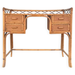 Bureau vintage Angraves of Leicester en cannage et bambou