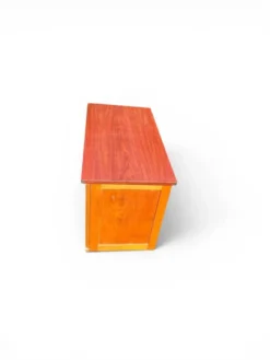 Bureau vintage années 50 en Formica rouge, bois et métal