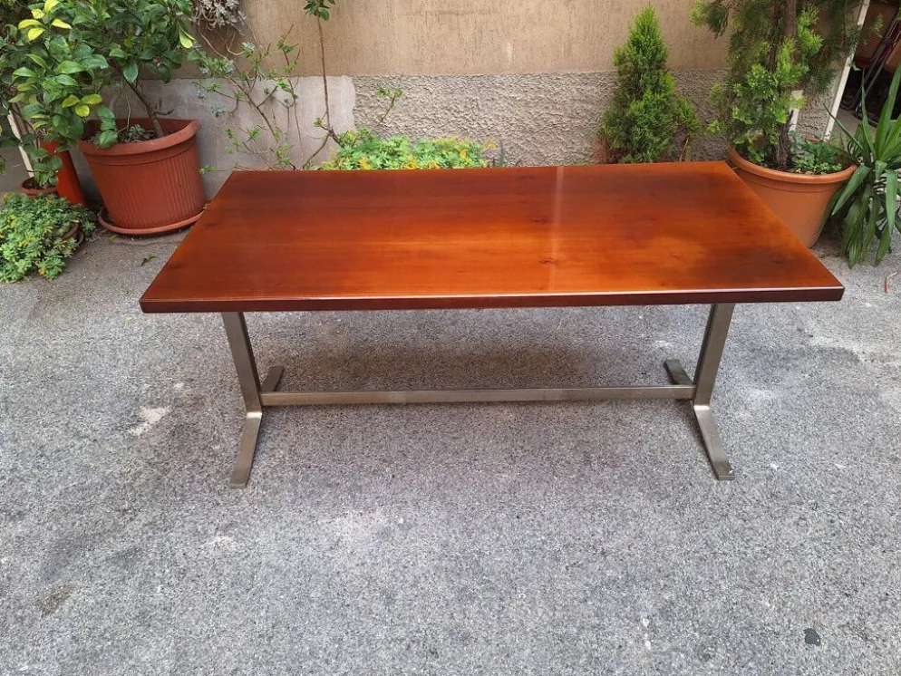 Bureau vintage en bois et métal chromé par Gianno Moscatelli pour Formanova, années 1960.