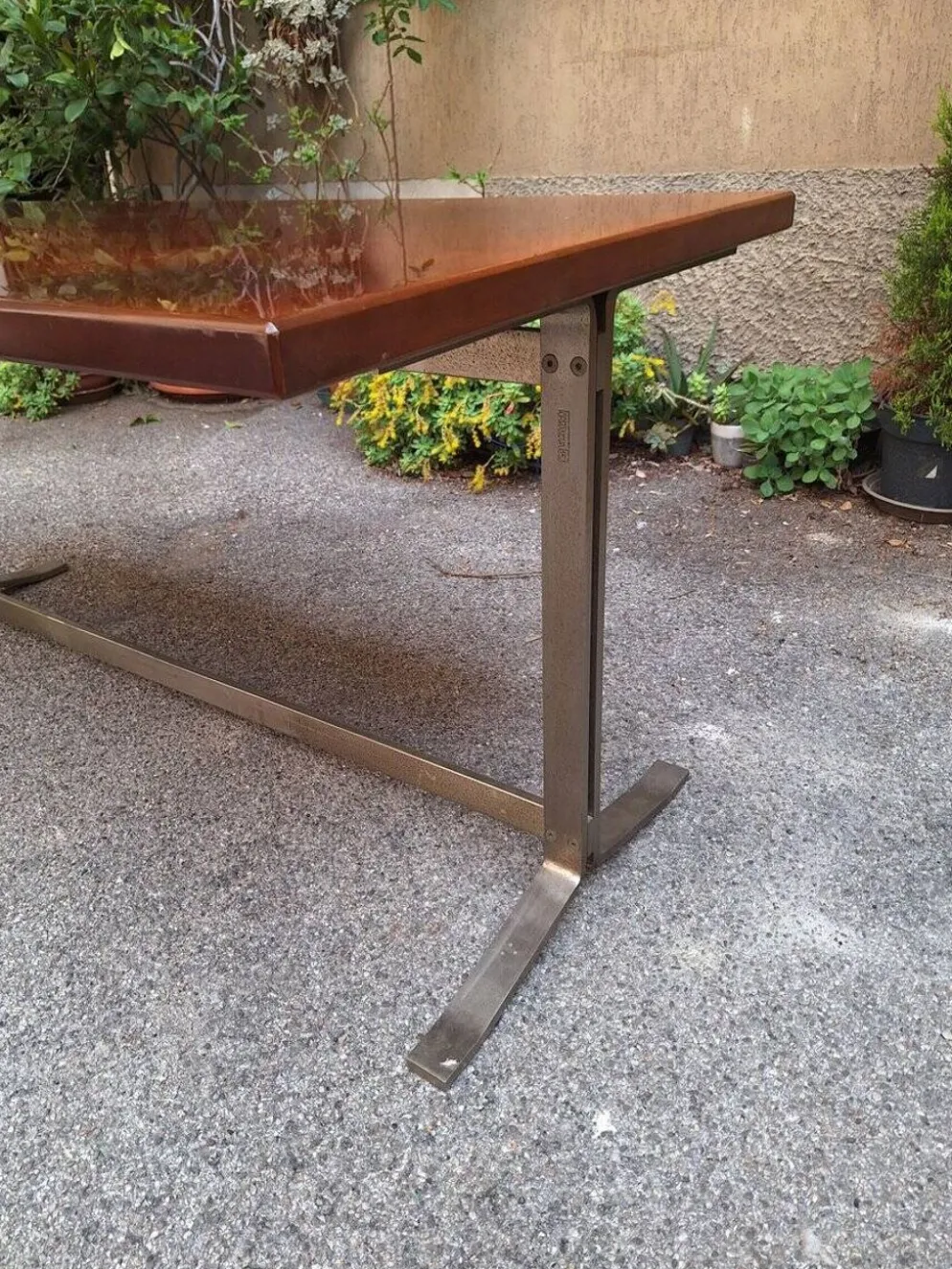 Bureau vintage en bois et métal chromé par Gianno Moscatelli pour Formanova, années 1960.