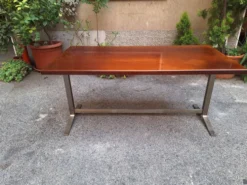 Bureau vintage en bois et métal chromé par Gianno Moscatelli pour Formanova, années 1960.