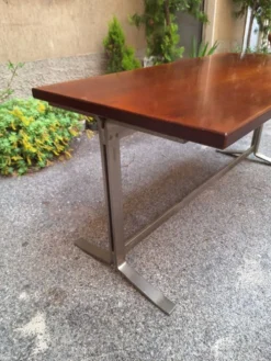 Bureau vintage en bois et métal chromé par Gianno Moscatelli pour Formanova, années 1960.