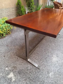 Bureau vintage en bois et métal chromé par Gianno Moscatelli pour Formanova, années 1960.
