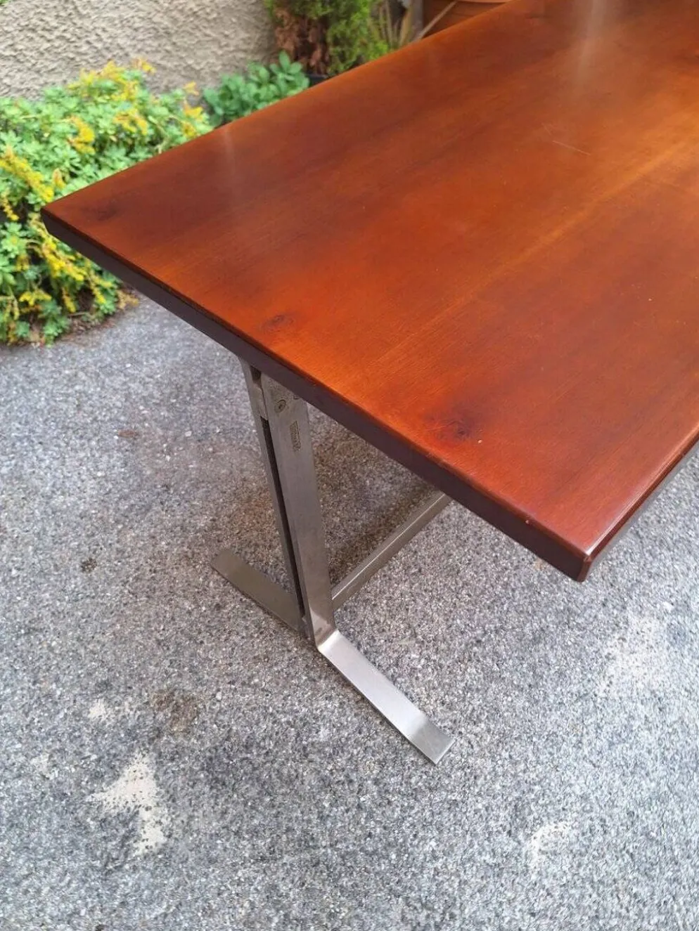 Bureau vintage en bois et métal chromé par Gianno Moscatelli pour Formanova, années 1960.
