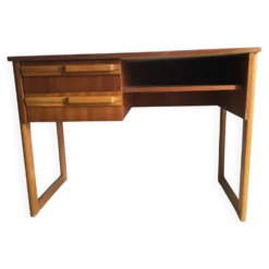 Bureau vintage en bois, style scandinave, années 70