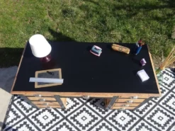 Bureau vintage en pin, restauré