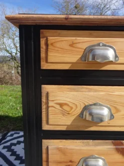 Bureau vintage en pin, restauré