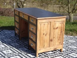 Bureau vintage en pin, restauré
