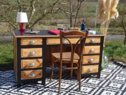 Bureau vintage en pin, restauré