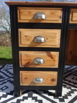 Bureau vintage en pin, restauré