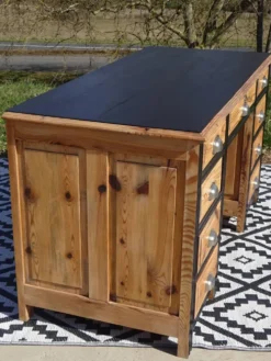 Bureau vintage en pin, restauré
