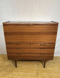 Bureau vintage en teck rétro du milieu du siècle par Meredew 1960 Grand écritoire