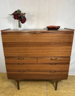Bureau vintage en teck rétro du milieu du siècle par Meredew 1960 Grand écritoire