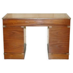 Bureau vintage Harrods Kennedy cuir style campagne militaire à caissons