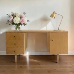 Bureau vintage scandinave 1960 chene dore