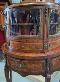 Bureau - Vitrine en bonheur du jour de style Louis XV en marqueterie