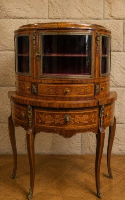 Bureau - Vitrine en bonheur du jour de style Louis XV en marqueterie
