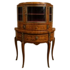 Bureau - Vitrine en bonheur du jour de style Louis XV en marqueterie