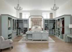 Cabine Armadio Ouverte Classique en Teinte Céleste/Gris Perle avec Îlot C