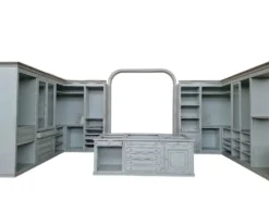 Cabine Armadio Ouverte Classique en Teinte Céleste/Gris Perle avec Îlot C