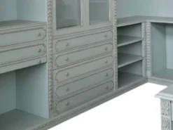 Cabine Armadio Ouverte Classique en Teinte Céleste/Gris Perle avec Îlot C