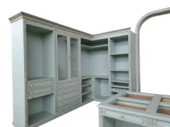 Cabine Armadio Ouverte Classique en Teinte Céleste/Gris Perle avec Îlot C
