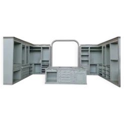 Cabine Armadio Ouverte Classique en Teinte Céleste/Gris Perle avec Îlot C