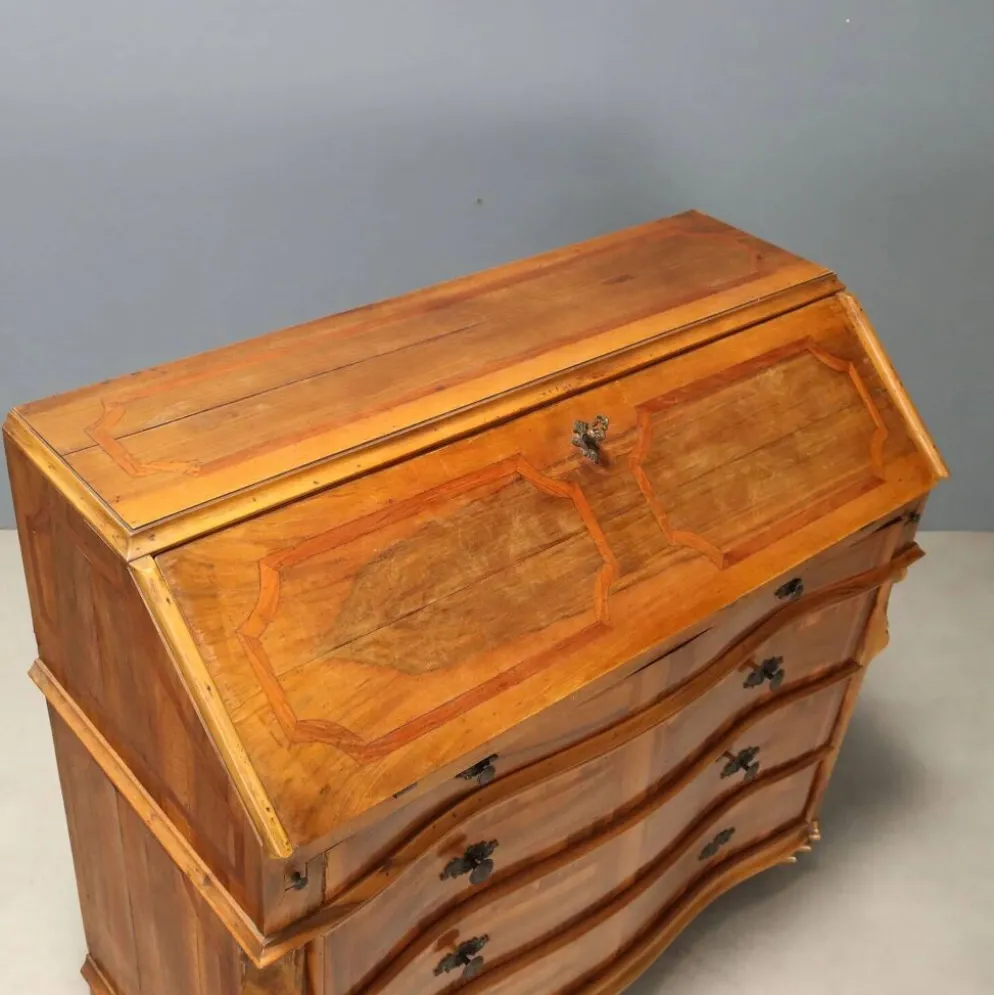 Cabinet ancien en bois de cerisier à abattant, 3 tiroirs, Italie, XXe siècle