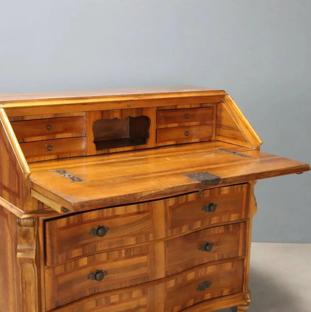 Cabinet ancien en bois de cerisier à abattant, 3 tiroirs, Italie, XXe siècle