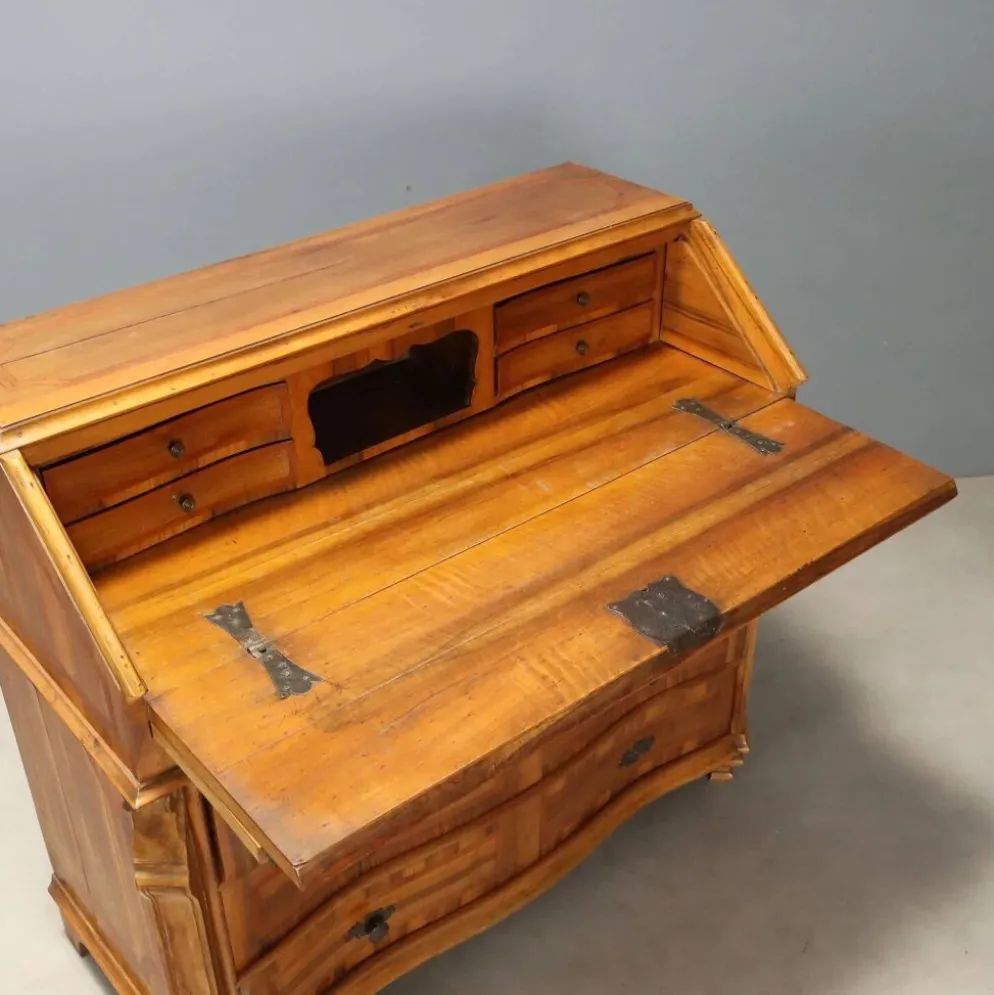 Cabinet ancien en bois de cerisier à abattant, 3 tiroirs, Italie, XXe siècle