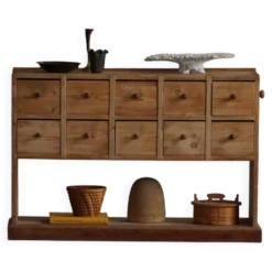 Cabinet apothicaire danois en pin antique du 19ème siècle / Console, 1850–1880s