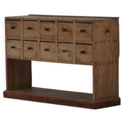 Cabinet apothicaire danois en pin antique du 19ème siècle / Console, 1850–1880s
