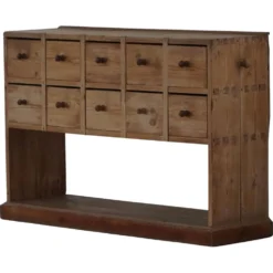 Cabinet apothicaire danois en pin antique du 19ème siècle / Console, 1850–1880s