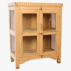 Cabinet art déco en teck birman patine écrue d’origine