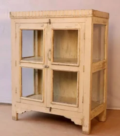 Cabinet art déco en teck birman patine écrue d’origine