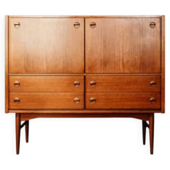Cabinet bar scandinave en teck avec secrétaire intégré, années 1960
