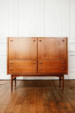Cabinet bar scandinave en teck avec secrétaire intégré, années 1960