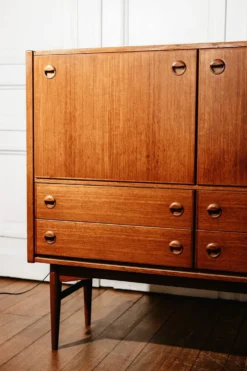 Cabinet bar scandinave en teck avec secrétaire intégré, années 1960