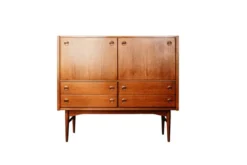 Cabinet bar scandinave en teck avec secrétaire intégré, années 1960