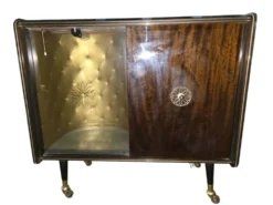 Cabinet bar vintage années 50-60 capitonné et éclairé