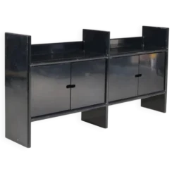 Cabinet bas en plastique noir modèle Multiplo Harvey Guzzini pour Kastilia, Italie années 1970
